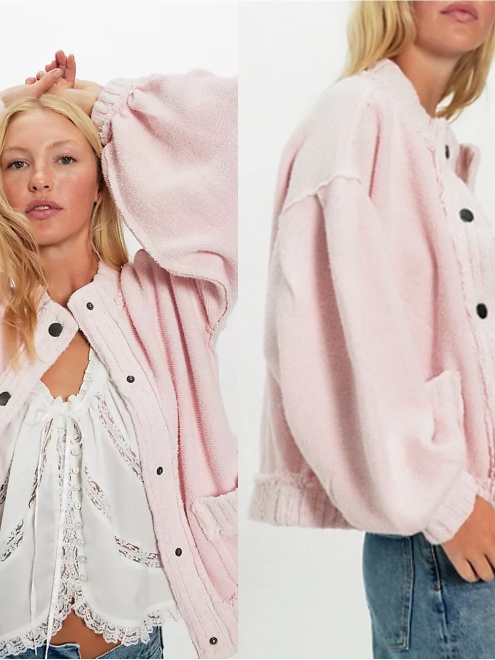 NWT WE THE FREE CUTE IN THIS CARDI PRIMROSE PINK WITH FLAW SMALL